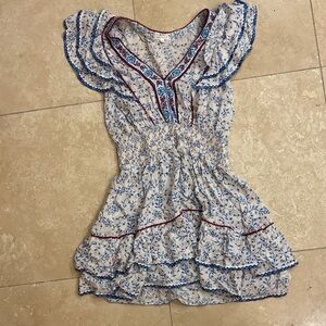 Poupette St. Barth Floral Dress with Blue and Red Details
